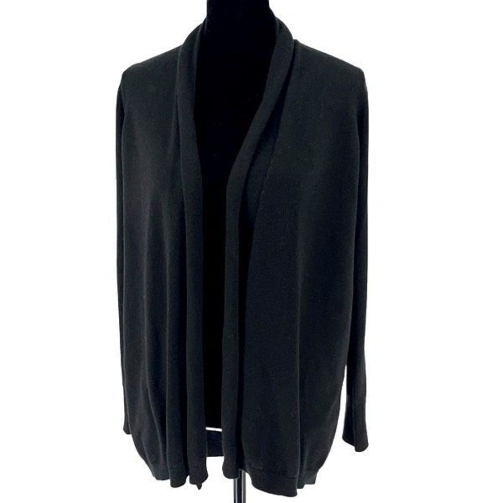 Loft Women's‎ Cardigan Sweater Open Front Long Line Black Size Small Petite